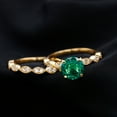 thumbnail image 3 of Rosec Jewels Certified Lab Grown Emerald Wedding Ring Set of 2 - Emerald Diamond Engagement Ring with Wedding Band - AAAA Grade, 14K Yellow Gold, US 3.00, 3 of 5