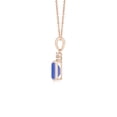 thumbnail image 2 of ANGARA Natural Emerald-Cut Tanzanite Pendant with Diamond Trio in 14K Rose Gold for Women (Size-6x4mm) | December Birthstone, Anniversary, Jewelry Gift for Women | Natural Tanzanite Necklace, 2 of 8