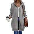 thumbnail image 2 of Long Zip Up Hoodie Women Oversized Zip Up Knee Length Tunic Sweatshirts Fall Casual Long Sleeve Hooded Jackets with Pockets 2025 Winter Option Gray 2XL, 2 of 8