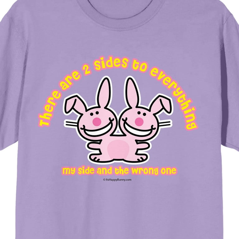 It's Happy Bunny Two Sides Crew Neck Short Sleeve Purple