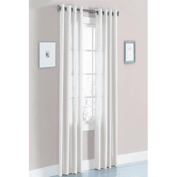 2 Piece Panel Faux Silk Solid Curtain Drapes With Grommets 55" Total Wide By 120" Length Solid Color No Pattern For Any Bedroom Or Patio Door Non Blackout Semisheer Panels See Thru H20 White