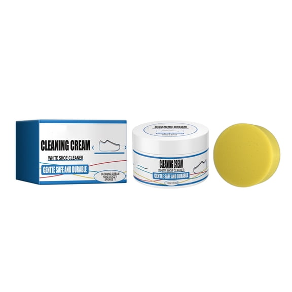 Multipurpose White Shoe Cleaner Cream - No Wash Solid with Sponge, Effortlessly Removes Stains and Scuffs, Instant Brightening Technology for All Footwear, Compact Travel Size, 140g,Colorful