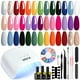 thumbnail image 1 of Kit de esmaltes de uñas en gel MEFA 20 colores con luz UV de 48 W y herramientas, 1 of 9