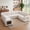 White, variant on 85" Modular Sectional Sleeper Sofa with Pull Out Bed, 3 Seat Plush L Shaped Couch with Storage Chaise|USB Ports|Cup Holders|Side Table|Storage Armrests, Tool Free Assembly, Corduroy Fabric Dark Gray