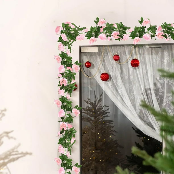 Guirnaldas de rosas artificiales, enredaderas de rosas de seda, arcos de boda, paredes para fiestas, fondos para ceremonias en jardines, decoración de mesas, flores artificiales de larga