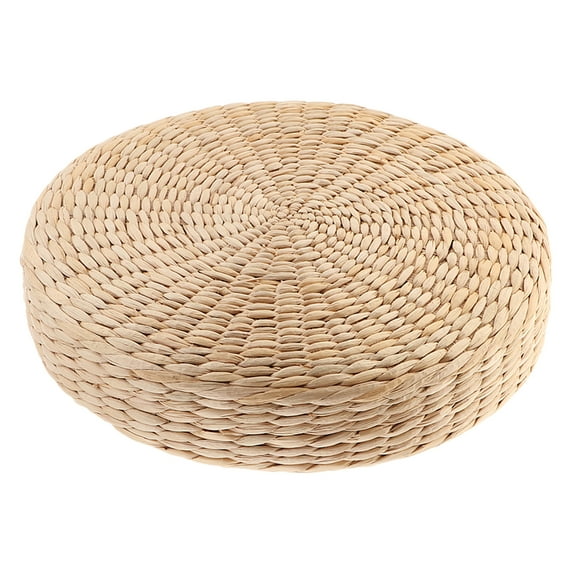 Japanese Style Handcrafted Friendly Padded Knitted Straw Flat Seat Cushion, Hand Woven Tatami Floor Cushion Pad - 40x40cm