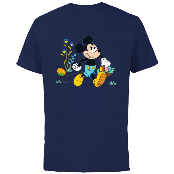 Disney Mickey Mouse Easter Egg Hunt - Short Sleeve Cotton T-Shirt for Adults - Customized-Navy