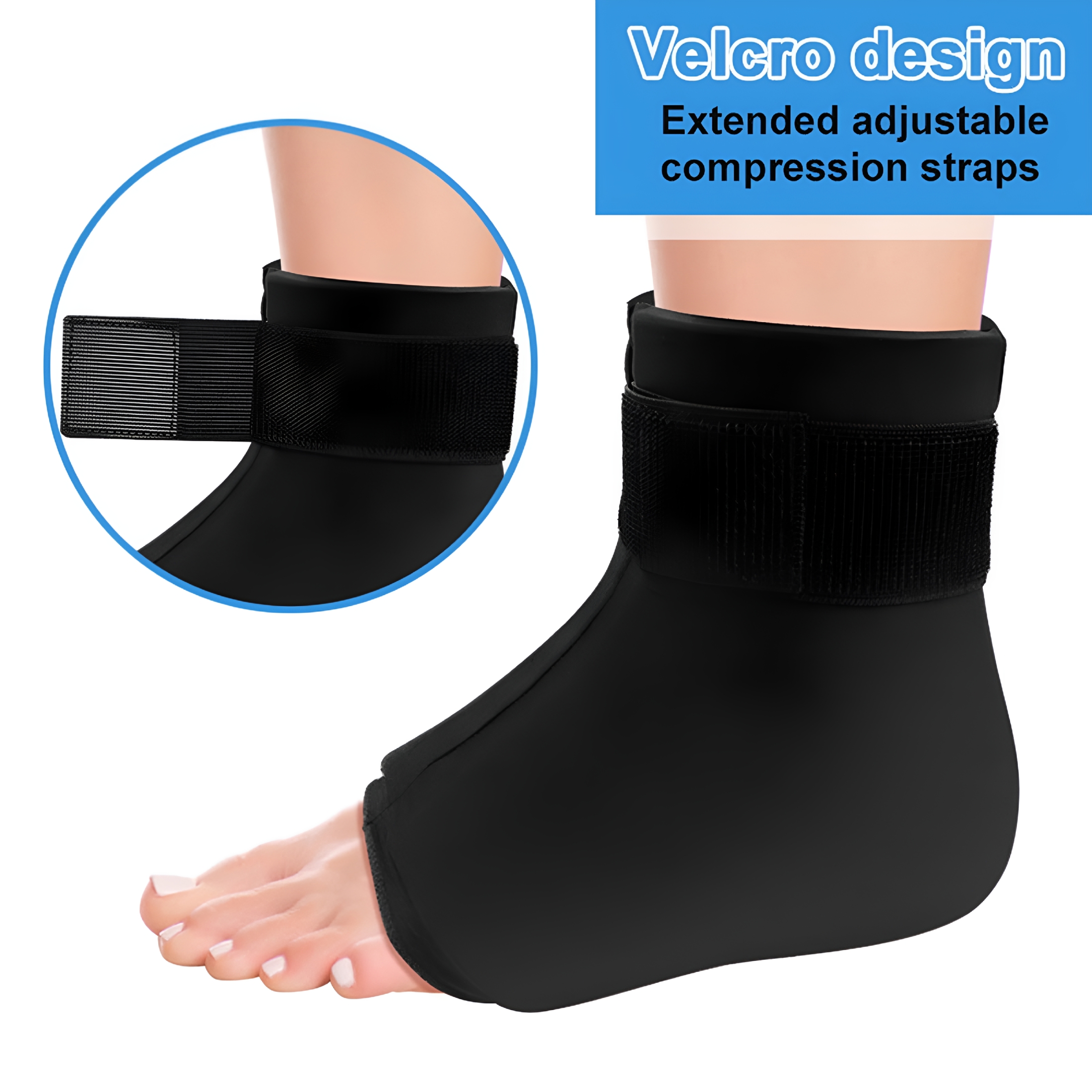 XIRQI Ankle Ice Pack Wrap for Swelling and Plantar Fasciitis Relief, Gel Cold Pack for Foot Pain and Injury Recovery, Reusable and Adjustable Brace