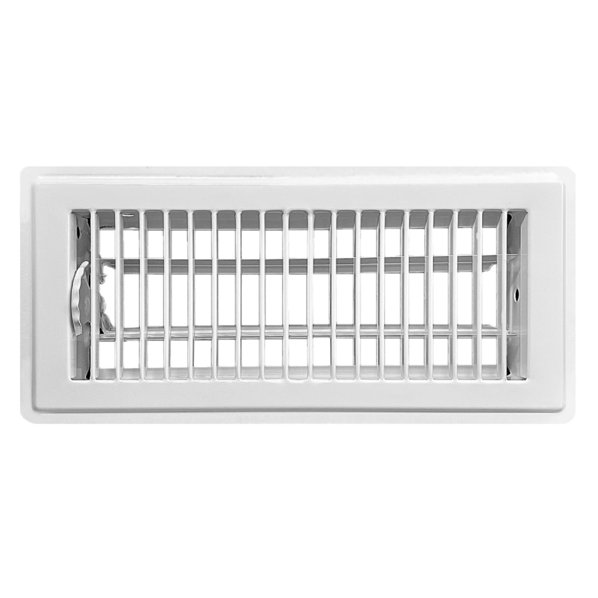 4in x 12in Basic White Metal Heating and Cooling Floor Louvered Register (2 PACK) - Overall Dimensions 5 1/2in x 13 1/2in
