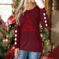 thumbnail image 7 of Christmas Tree Shirt Women Christmas Embroidered Trees Long Sleeve Shirts Gift Xmas Graphic Tee Tops, 7 of 7