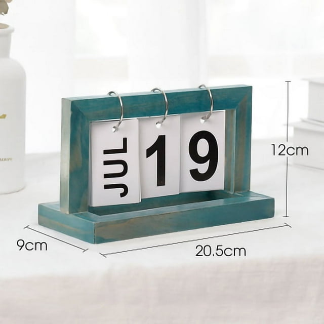 Calendario de escritorio Jadeshay Reutilizable de madera Rotativo