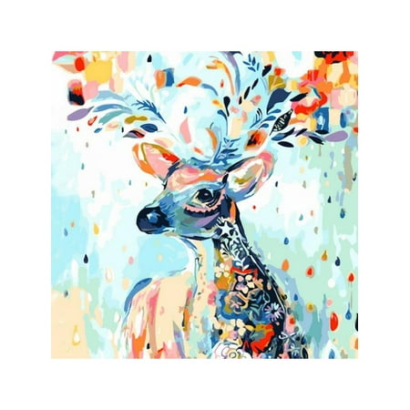 VICOODA Framed DIY Oil Painting Paint by Number Kit for Adults and Kids Drawing with Brushes Paint, Colorful Rainbow Giraffe Without Frame Suitable for All Skill Levels Decor Decorations Gifts (Best Drawing Gifts For Kids)