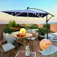 thumbnail image 2 of Outdoor Patio Solar Powered Umbrella with LED Lighted Sun Shade Market Waterproof 8 Ribs Umbrella, Adjustable Sun Umbrella with Crank and Cross Base for Garden, Balcony, Pool,  Navy Blue, 2 of 7