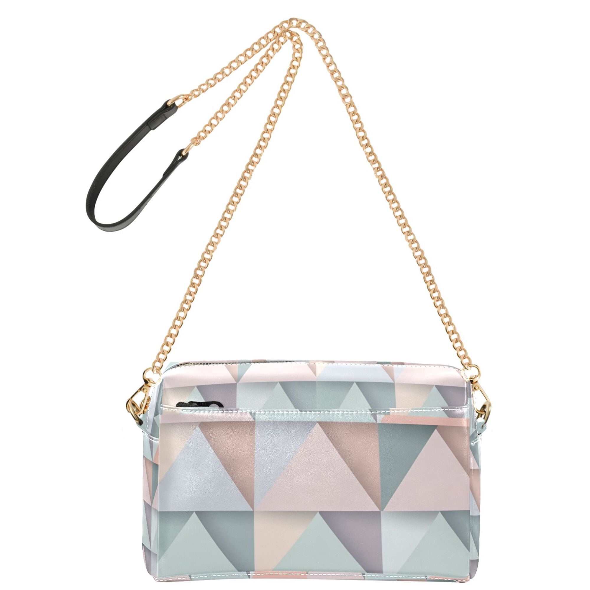FORMRS Women Crossbody Purse with Chain Strap Vegan Leather Shoulder Handbag, Green Geometric