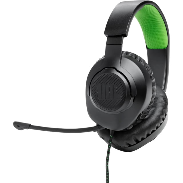 Audífonos Gamer JBL Quantum 100X Console con Cable y Micrófono Extraíble, Sonido Envolvente, para PC, Xbox, PlayStation, Nintendo Switch, VR - Negro y Verde