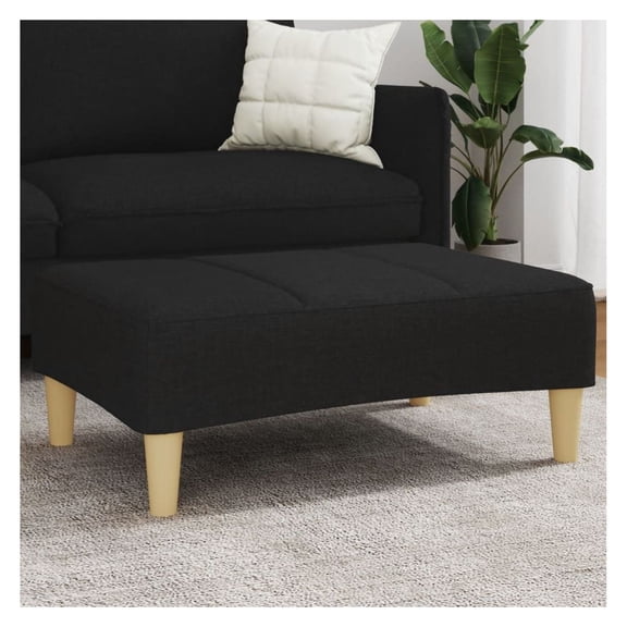 Footstool Black 30.3"x21.7"x12.2", Fabric Ottoman, Modern Home Decor Accent, Comfortable Foot Rest for Sofa, Living Room Seating