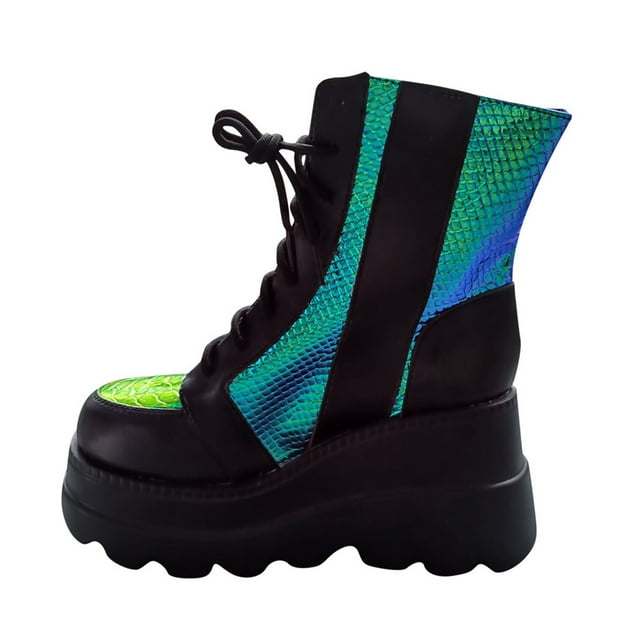 jovati Bottes Compensées Multicolores de Mode pour Femmes Chaussures à Plateforme à Fermeture Éclair pour Dames
