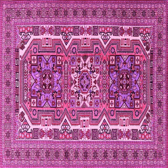 Ahgly Company Indoor Square Persian Pink Traditional Area Rugs, 7' Square