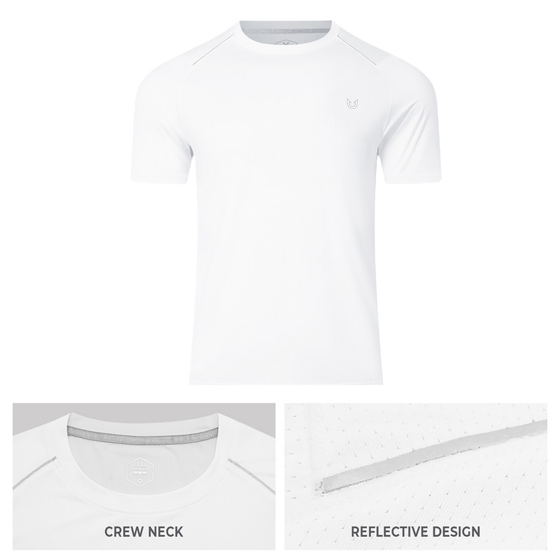 Playera atlética para hombre, manga corta, para correr y entrenar, blanca, talla L 4
