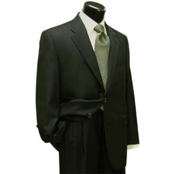 Mens Dark Olive Green (Hunter) 2 Button Super Wool Business - Wedding 2 Piece Side Vented 2 Piece Suits For Men Side Vented Jacket