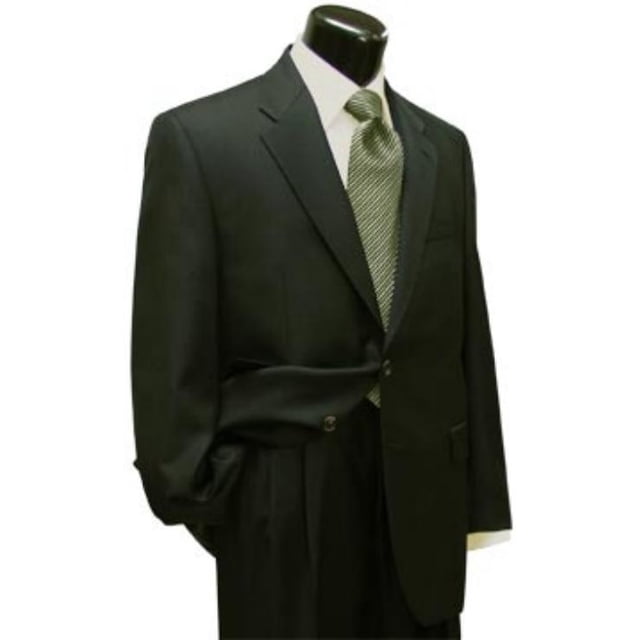 Navy With White Pinstripe Conversative 2 Button Flat Front Men's Business ~ Wedding 2 piece Side Vented Suit main image 1