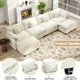 thumbnail image 4 of BedLuxury 146.5'' U shape Modular Sectional Sofa with Movable Ottomans, Modern Chenille Deep Seat Couches for Living Room, Apartment, Office, 4-Seat, Beige, 4 of 10
