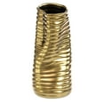 thumbnail image 3 of Fabulaxe 9" H Ceramic Bent Melted Modern Style Sculpture Table Centerpiece Flower Vase, Gold, 3 of 7