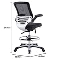 thumbnail image 2 of Modway Edge Drafting Chair In Black Vinyl - Reception Desk Chair - Tall Office Chair For Adjustable Standing Desks - Flip-Up Arm Drafting Table Chair, 2 of 21