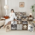 thumbnail image 4 of Castle Fairy Teens Adults Cowboy Boots Hat Full Size Comforter Sets 3-Piece,Geometric Plaid Bedding Comforter Set,Black Brown Aztec Lightweight Bedding Sets,Ultra Soft Home Decor,Reversible, 4 of 8