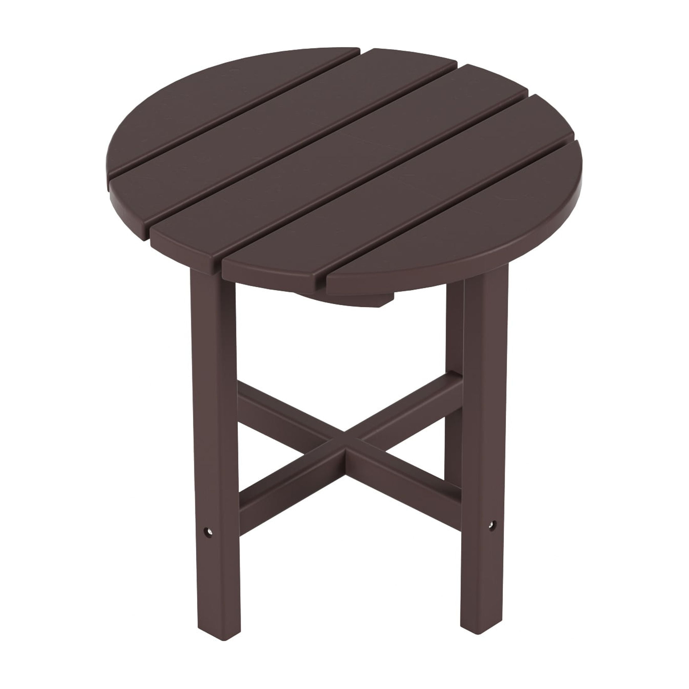 Garden 3-Piece Set Classic Plastic Adirondack Porch Rocking Chair with Round Side Table Included, Dark Brown
