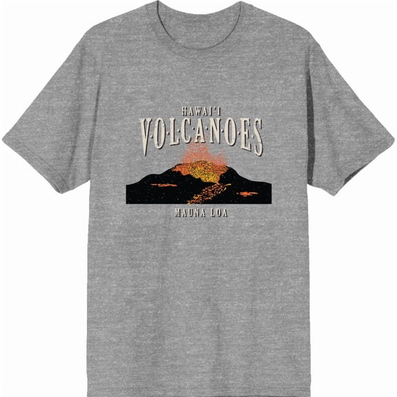 Adventure Society Hawaii Volcanoes Crew Neck Short Sleeve Adult T-shirt-Medium-Heather Gray
