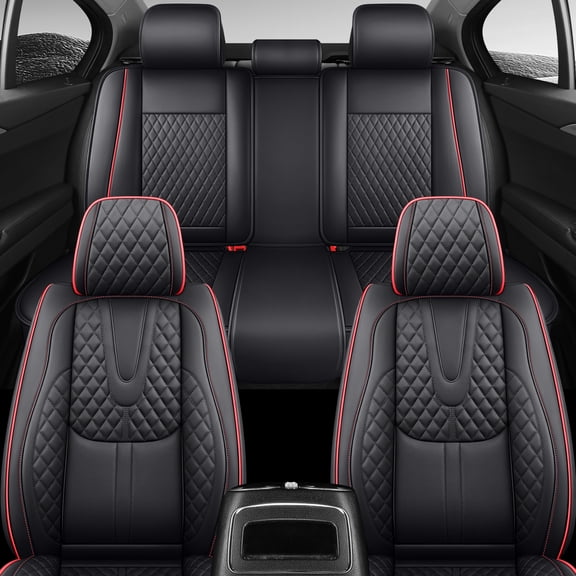 2006 Car Seat Cover for Acura Tl , Black and Red Trim Car Seat Covers, Premium Leather 5 Seats Full Set Anti-Slip Protect and Upgrade Seats, Beautify the Interior of Old Cars