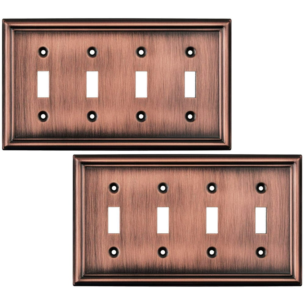 Sleeklighting 2 Pack Decorative Beveled Copper Outlet Covers 4 Gang