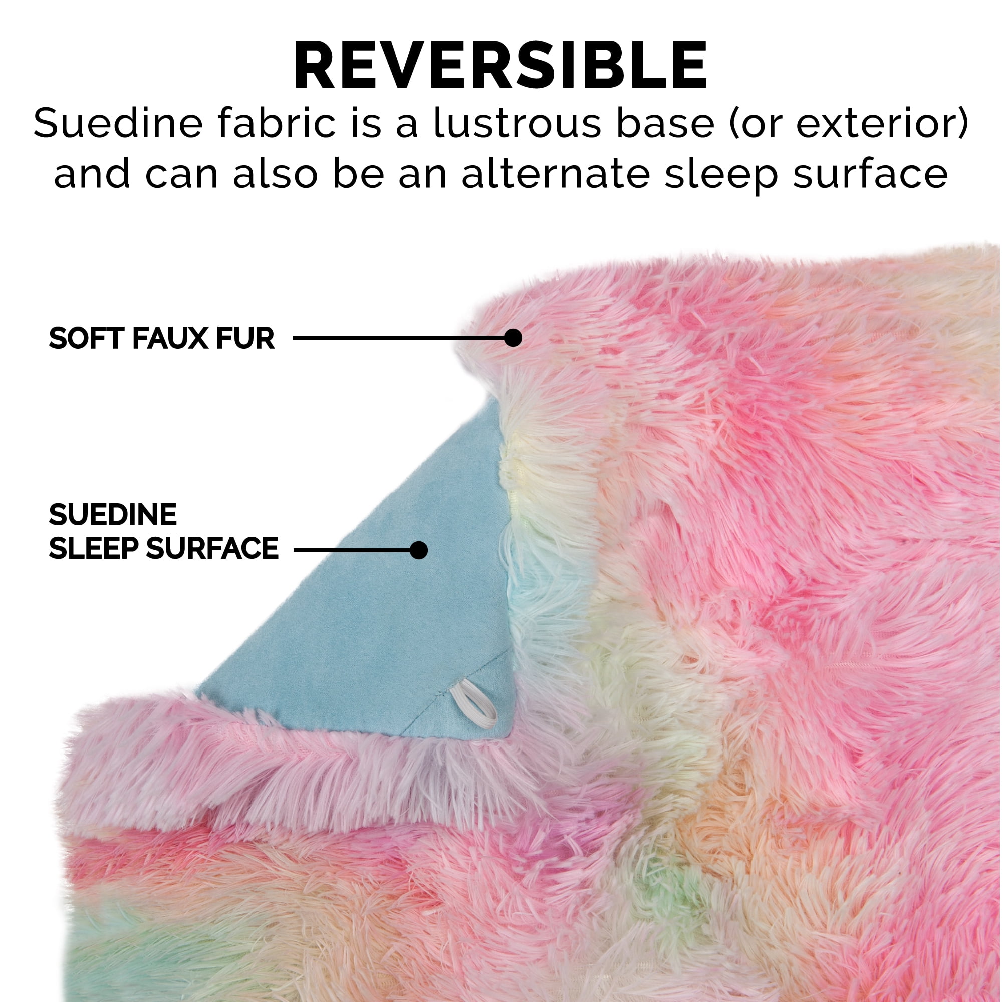 FurHaven | Convertible Self-Warming Cuddle Pet Mat & Bed for Dogs & Cats, Rainbow, Large