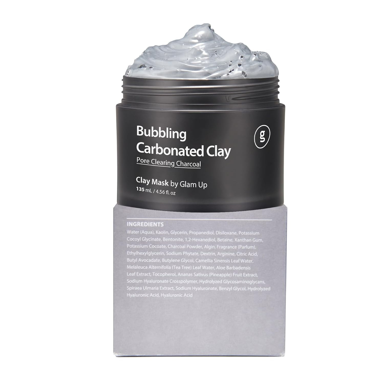 GLAM UP Clean Bubbling Carbonated Clay Mask for Face Purifying- Blackhead Remover, Peel Off, Pore Clearing, Deep Cleansing, Detoxing Bubble Clay Mask, Vegan 135ml (4.56 Fl Oz)