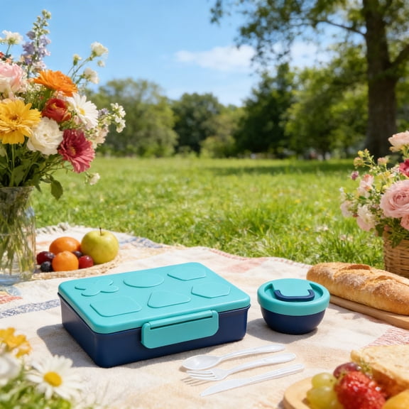 Bento Lunch Box with Soup Thermo, Leakproof Lunch Food Containers with 4 Compartment, Thermo Insulated Hot Food Jar for Travel Office