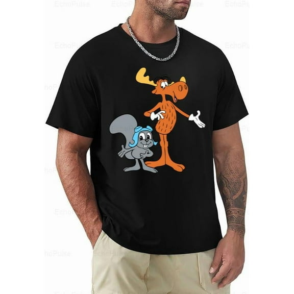 Rocky And Bullwinkle Classic 60s Cartoon Animation Fan TV Show Unisex T-Shirt, for men & women, up to size 5XL
