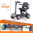 thumbnail image 4 of Scooter de Mobilité à 4 Roues pour Adultes et Aînés, Dispositif Pliable Léger pour Voyage, avec Bande Lumineuse LED, Sac de Rangement, Chargeur Inclus, Aucun Assemblage Requis (Gris), 4 of 5