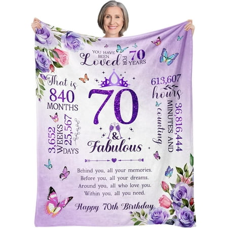 Happy 70th Birthday Gifts for Women Blanket 50 x60 70th Birthday Decorations for Women Women 70th Birthday Gift Ideas Gifts for 70th Birthday Female Best 1954 Birthday Gifts for 70 Year Old Women
