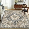thumbnail image 5 of ReaLife Machine Washable Rug - Stain Resistant, Non-Shed - Eco-Friendly, Padded, Family & Pet Friendly - Made from Premium Recycled Fibers - Vintage Bohemian Medallion Brown Ivory - 3' x 5', 5 of 6