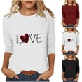 thumbnail image 1 of RKSTN Valentine's Gifts Women's 3/4 Sleeve T Shirts Top Oversized Crewneck Valentines Graphic Print Short Sleeve Shirt Womens Casual Solid Round Neck Loose Three Quarter Sleeve Shirt Spring Clothes, 1 of 7