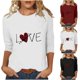thumbnail image 1 of RKSTN Valentine's Gifts Women's 3/4 Sleeve T Shirts Top Oversized Crewneck Valentines Graphic Print Short Sleeve Shirt Womens Casual Solid Round Neck Loose Three Quarter Sleeve Shirt Spring Clothes, 1 of 7