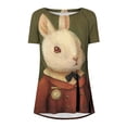 thumbnail image 4 of Camisetas de cuello redondo para mujer Camisetas con estampado vintage Camisetas de manga corta Blusa Tops Fridja bn4523, 4 of 5