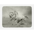 thumbnail image 1 of Horses Bath Mat, Running Horses Symbolizing Passion for Freedom Spiritual Creatures Photo Print, Non-Slip Plush Mat Bathroom Kitchen Laundry Room Decor, 29.5 X 17.5 Inches, Black and White, Ambesonne, 1 of 2