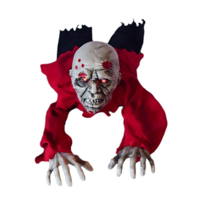 Fantasma eléctrico de terror para Halloween, longitud de 130 cm, con activación por sonido, para uso en interiores o porches cubiertos Rojo