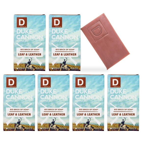 Duke Cannon Supply Co. Big Brick of Soap Bar for Men, LEAF & LEATHER - Extra Large, Masculine Scents, All Skin Types, Paraben-Free, 10 oz (Pack of 6)