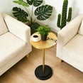 thumbnail image 2 of Drink Table, Carved Table Top Martini Table, Small Side Table, Weighted Base Pedestal Table for Living Room, Bedroom, Bathroom, Gold and Black, 2 of 16