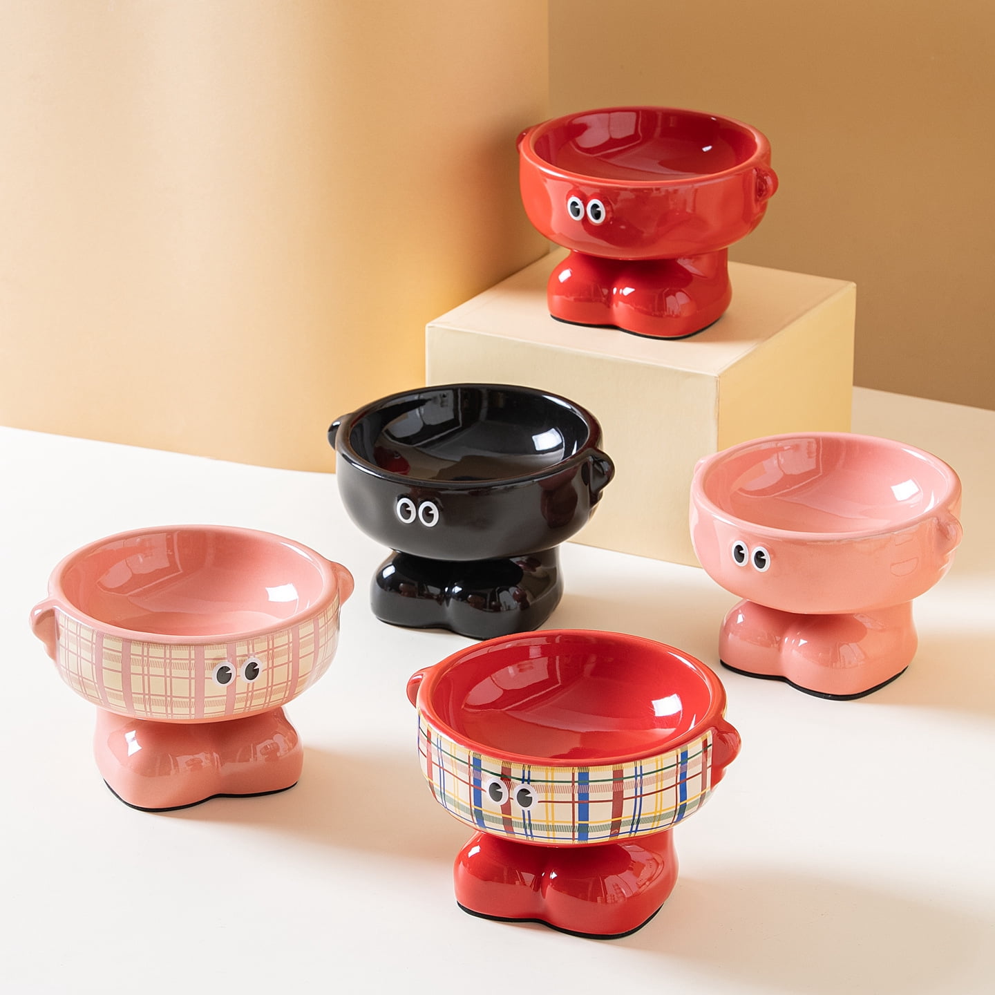 Elevated Ceramic Pet Bowl, Spine Friendly Raised Feeding Bowl, Stylish Food Basin for Cats and Dogs