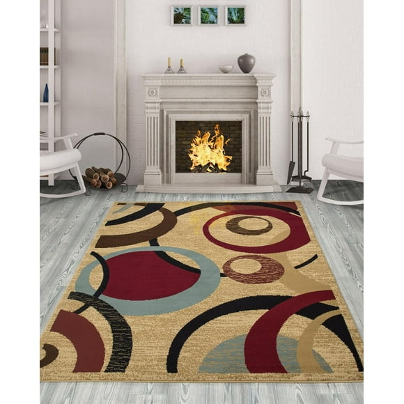Ottomanson Royal Collection Jute Backing Geometric Design Indoor/Outdoor Area Rug, Beige