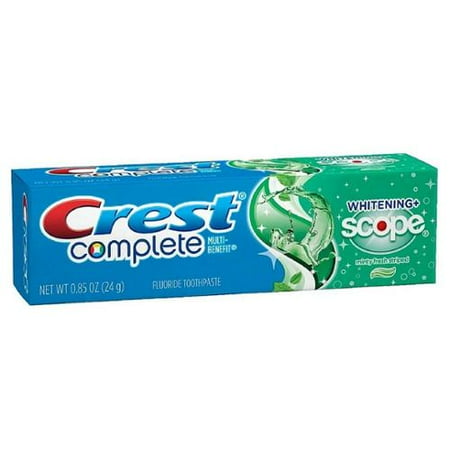 Crest complète multi-avantages Dentifrice Fluoride, + Portée Whitening, frais Minty 0,85 oz (Pack de 3)